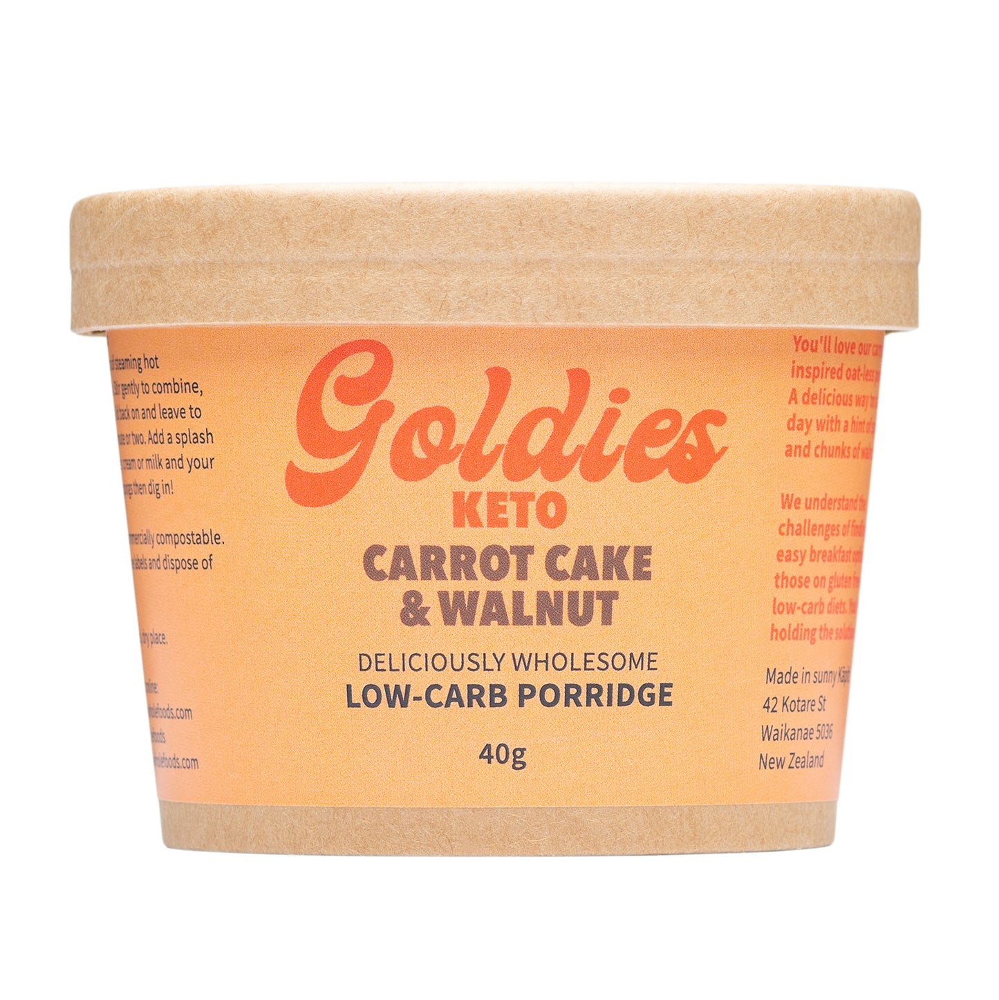 Goldies Keto Carrot Cake & Walnut Porridge